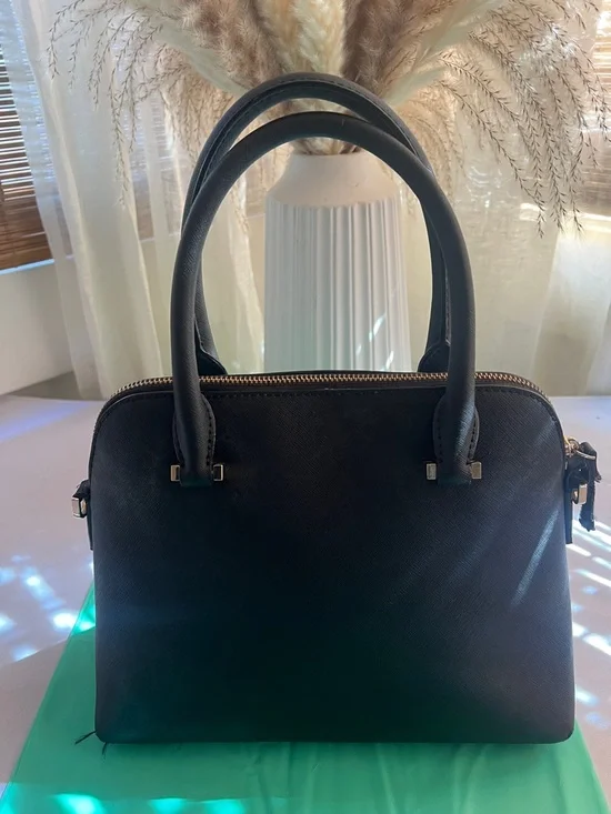 kate spade black saffiano dome satchel with gold logo - Picture 4 of 8